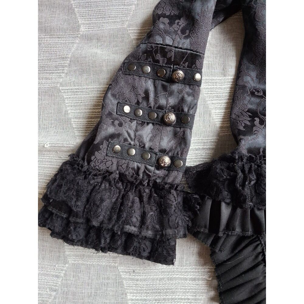 Hot Topic Hearts & Roses Black Brocade Gothic Victorian Jacket Women's 16 - Picture 7 of 10
